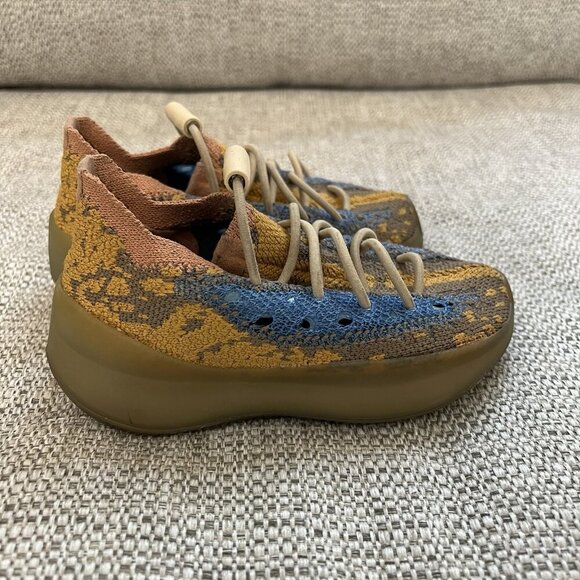 Adidas Yeezy Boost 380 Infant Toddler Slip-On Elastic Lace Knit Sneaker Blue Oat - Picture 3 of 8